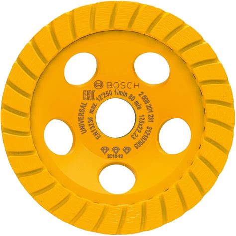 Bosch 2608201231 Diamond Grinding Head, Best for Universal Turbo, 125mm x 22.23mm x 5mm, Yellow