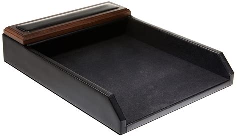 50% Off Discount Dacasso Walnut and Leather Letter Tray
