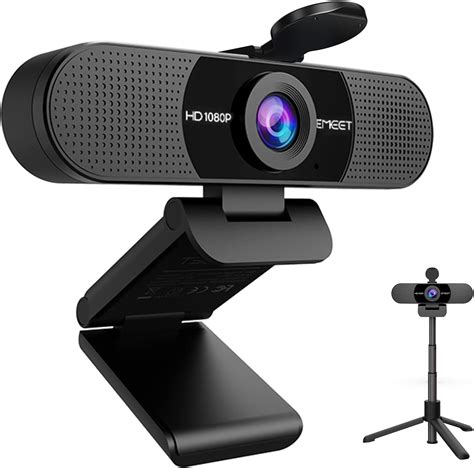 EBODA 1080P Webcam with Microphone & Privacy Cover & tripod, HD USB Web Camera for Computer/PC/Laptop, Plug and Play, 110°View,for Video Calls/Conferencing, Zoom/Skype/Teams Meetings, Gaming, Teaching