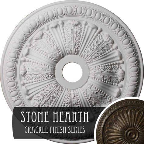 Ekena Millwork CM27TOSHC Tomango Egg & Dart Ceiling Medallion, 27 7/8"OD x 3 7/8"ID x 2 1/2"P (Fits Canopies up to 6 3/4"), Hand-Painted Stone Hearth Crackle