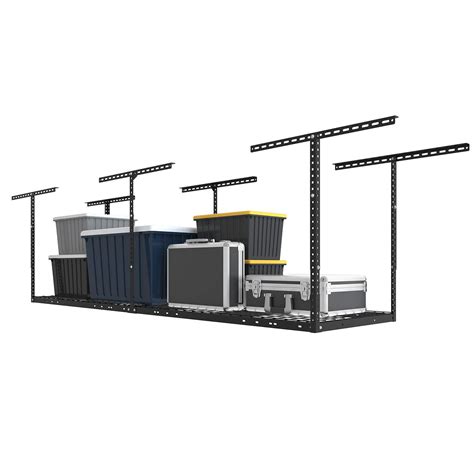 FLEXIMOUNTS 2x8 Overhead Garage Storage Rack Adjustable Ceiling Storage Rack Heavy Duty 96" Length x 24" Width x 40" Height,White