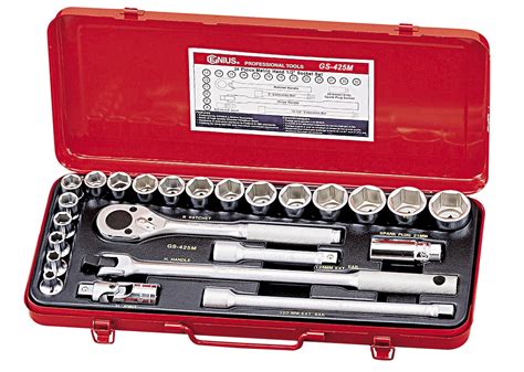 Genius Tools 25PC 1/2" Dr. Metric Deep Hand Socket Set - DS-425M