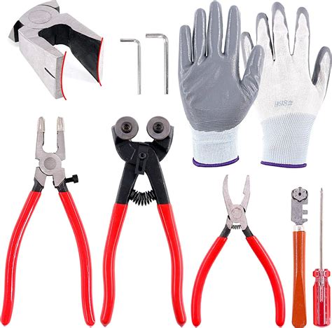 40% Off Discount Hilitchi 8Pcs Wheeled Glass Tile Nipper Running Plier Breaking Grozer Plier Glass Cutter with Two Hex Wrenches and Protective Gloves Professional Glass Tool Kit, Stained Glass Tools Mosaic Tools