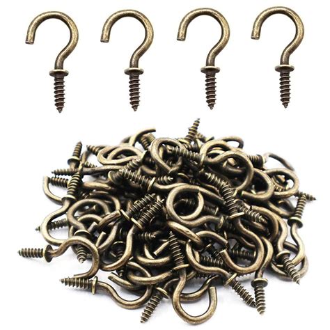 IDEALSV Small Screw Hooks Bronze Ceiling Hooks 5/8'' Screw-in Lights Hooks Jewelry Hooks for Hanging Hooks (40 Pack)