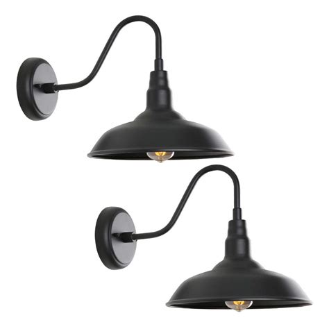 Flash Sale Buy 1 get 1 KOSTOMO 2 Pack Farmhouse Wall Lamp Black Gooseneck Barn Light Fixture Hardwire Vintage Wall Sconce Home Pathway Warehouse Outside Led Light Fixtures