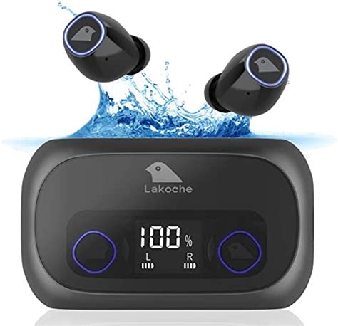 Exclusive Discount 70% Price  LAKOCHE Premium Sound Wireless Earbuds with Bluetooth 5.0 Transmitter 7 Hours Playtime 90 Hours Total Power Bank IPX7 Waterproof Noise Cancellation Deep Bass Volume Control Binaural Calls Secure Fit