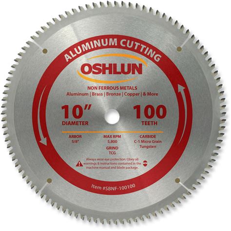 Creative Product Oshlun SBNF-100100 10-Inch 100 Tooth TCG Saw Blade with 5/8-Inch Arbor for Aluminum and Non Ferrous Metals