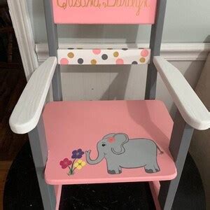 Personalized Childrens Elephant Pink Rocking Chair