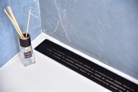 Serene Linear Shower Drains - Broken Lane - stainless steel Luxurious line by Serene Steam include Hair Trap (24 Inch, Matte Black)