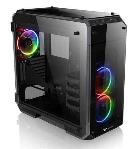 Thermaltake View 71 Snow 4-Sided Tempered Glass Vertical GPU Modular SPCC E-ATX Gaming Full Tower Computer Case Chassis 3-Way Radiator View with 2 White LED Riing Fan Pre-Installed CA-1I7-00F6WN-00